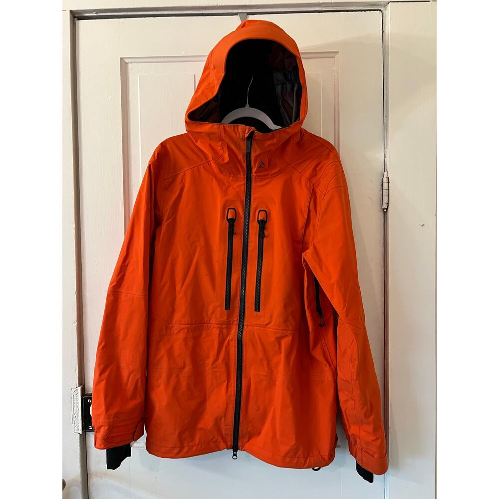 Volcom guide gore tex shell jacket men's small orange waterproof ski snowboard